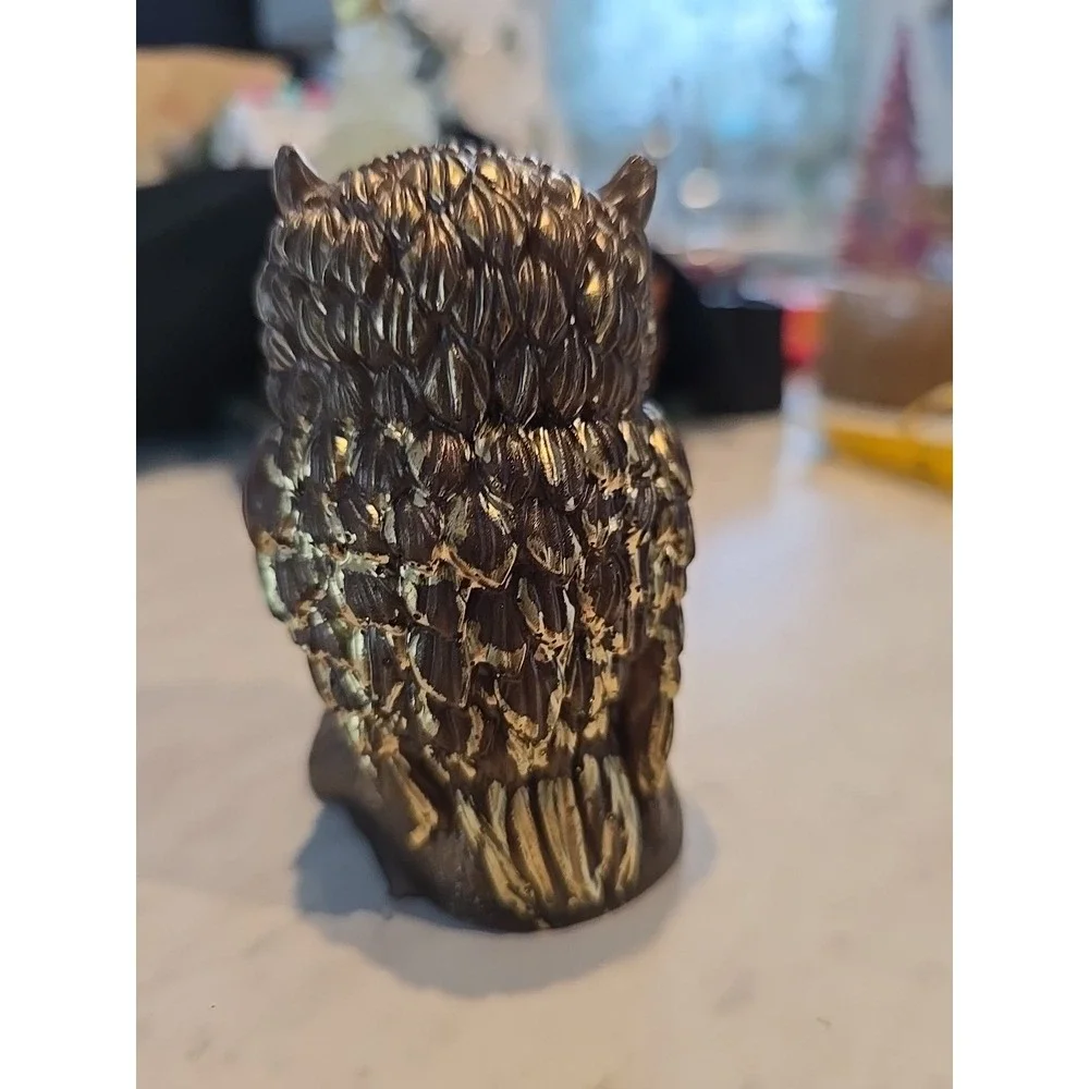 Handmade Resin Brown Gold Owl‎ Gold Decoration Gift 662